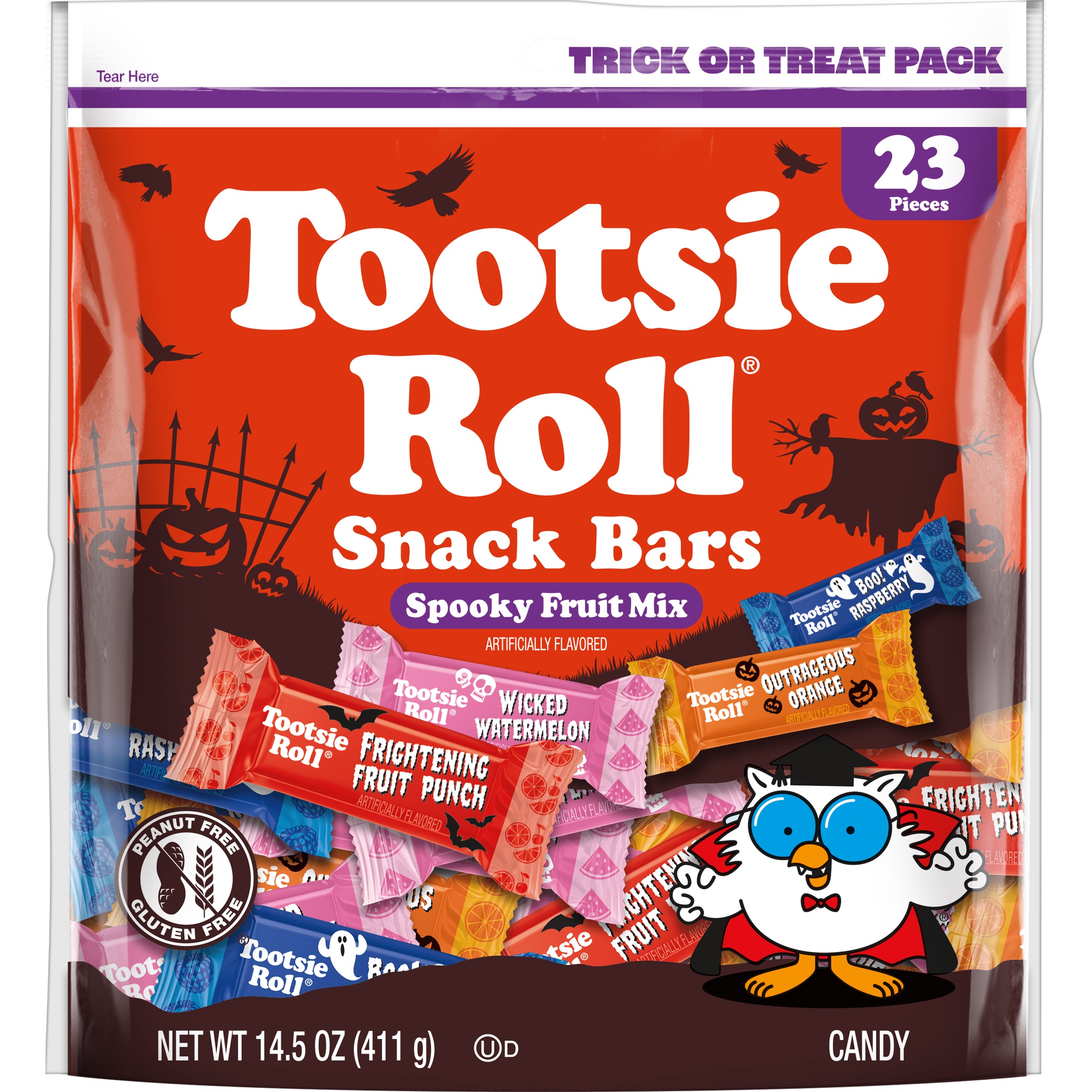 Tootsie Roll Fruit Snack Bars, Assorted Flavors, 14.5 oz, Gluten-Free, Peanut-Free