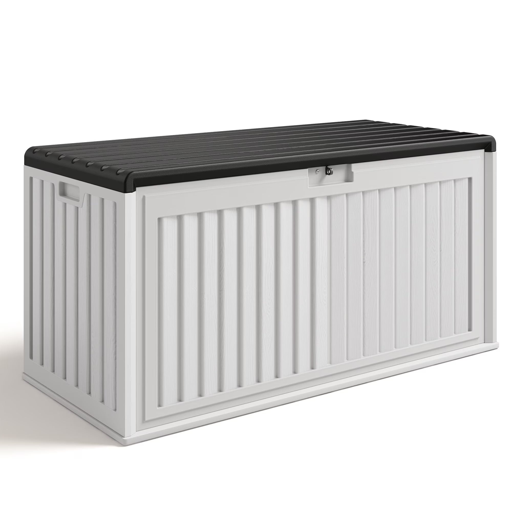 Asofer Resin Deck Box, 100 Gallon, Beige/Brown, 50.4in L x 24.8in W x 25.2in H
