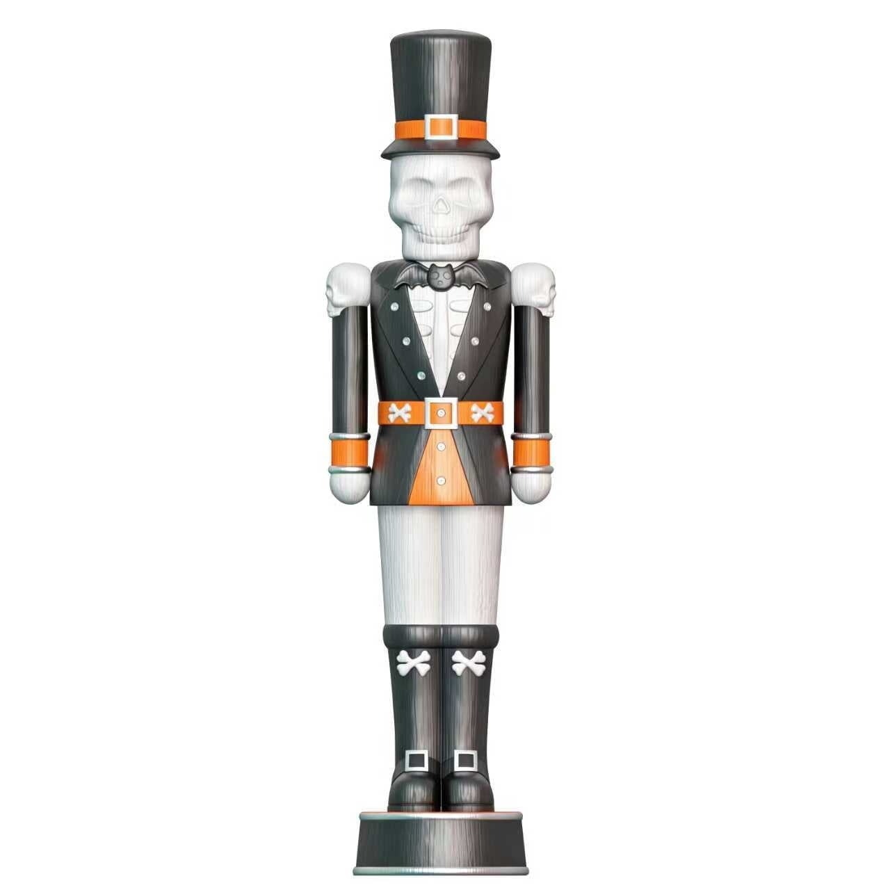 Giant Animated Skeleton Nutcracker Decoration, Black and Orange, 72", Halloween by Way To Celebrate