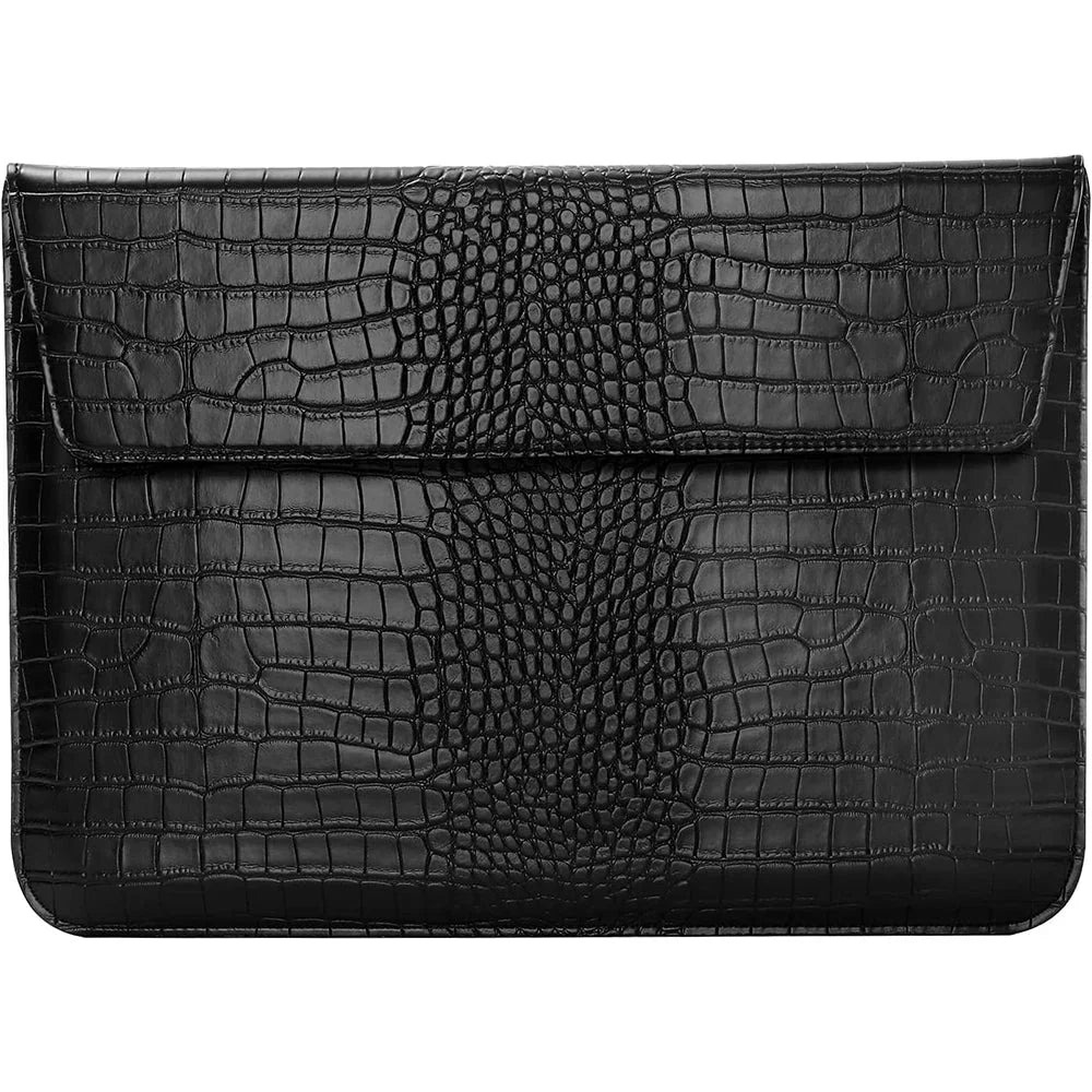 Black Faux Crocodile PU Leather Laptop Sleeve Case - 11/13/15 inch