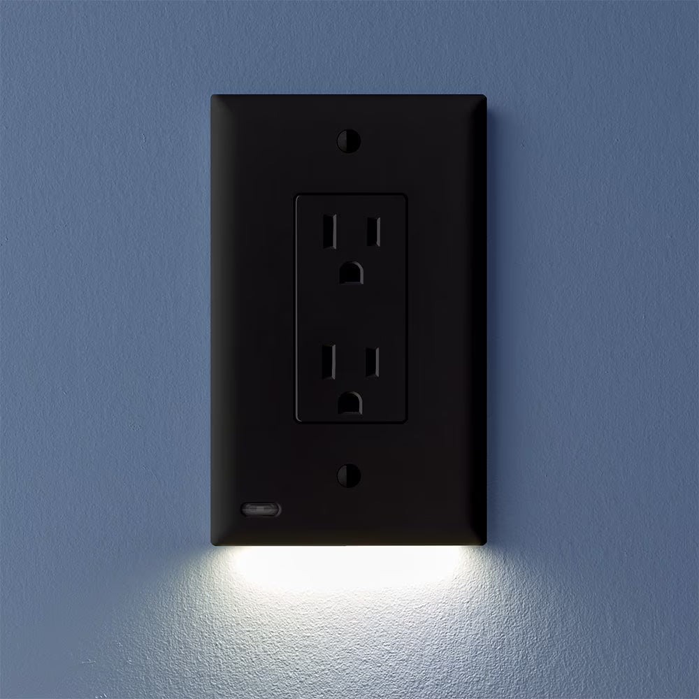 SnapPower GuideLight 2 Duplex LED Night Light Outlet Wall Plate, 6 Pack, White