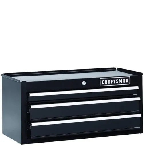 Craftsman 26 Inch 3-Drawer Heavy-Duty Ball-Bearing Middle Chest, Black