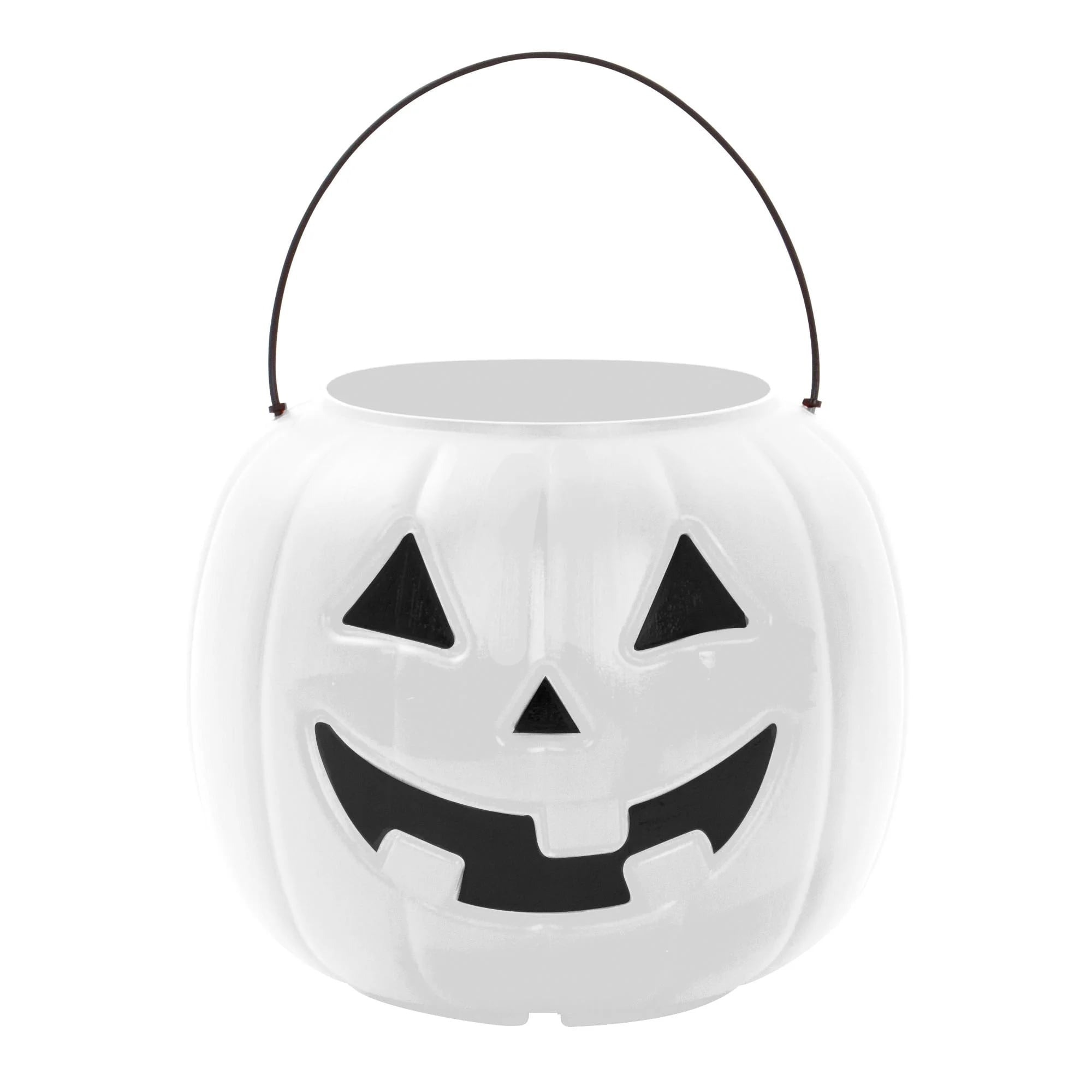 Jack-o'-Lantern Trick-or-Treat Pail, White, 8", Halloween by Way To Celebrate