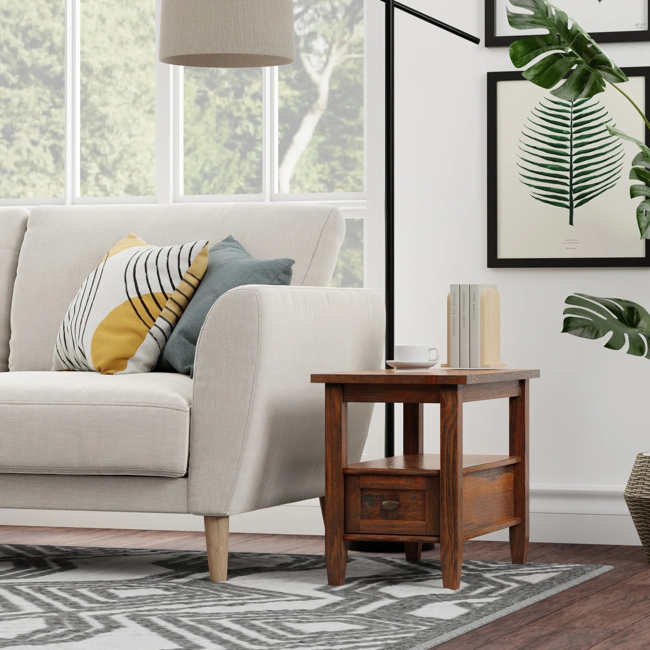 Solid Wood Narrow Side Table, 14 in Wide, 24 in D x 14 in W x 20 in H