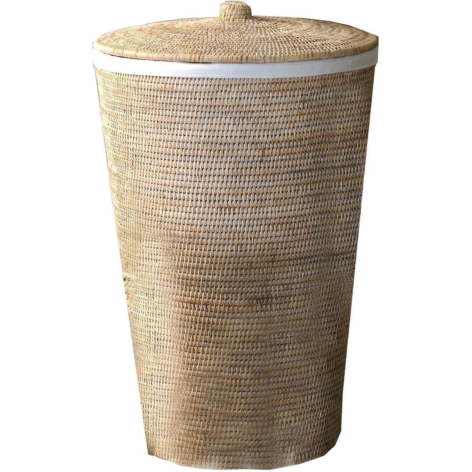 AGM Home Store DWBA Malacca Single Hamper Laundry Basket With Lid 15x25in - Rattan