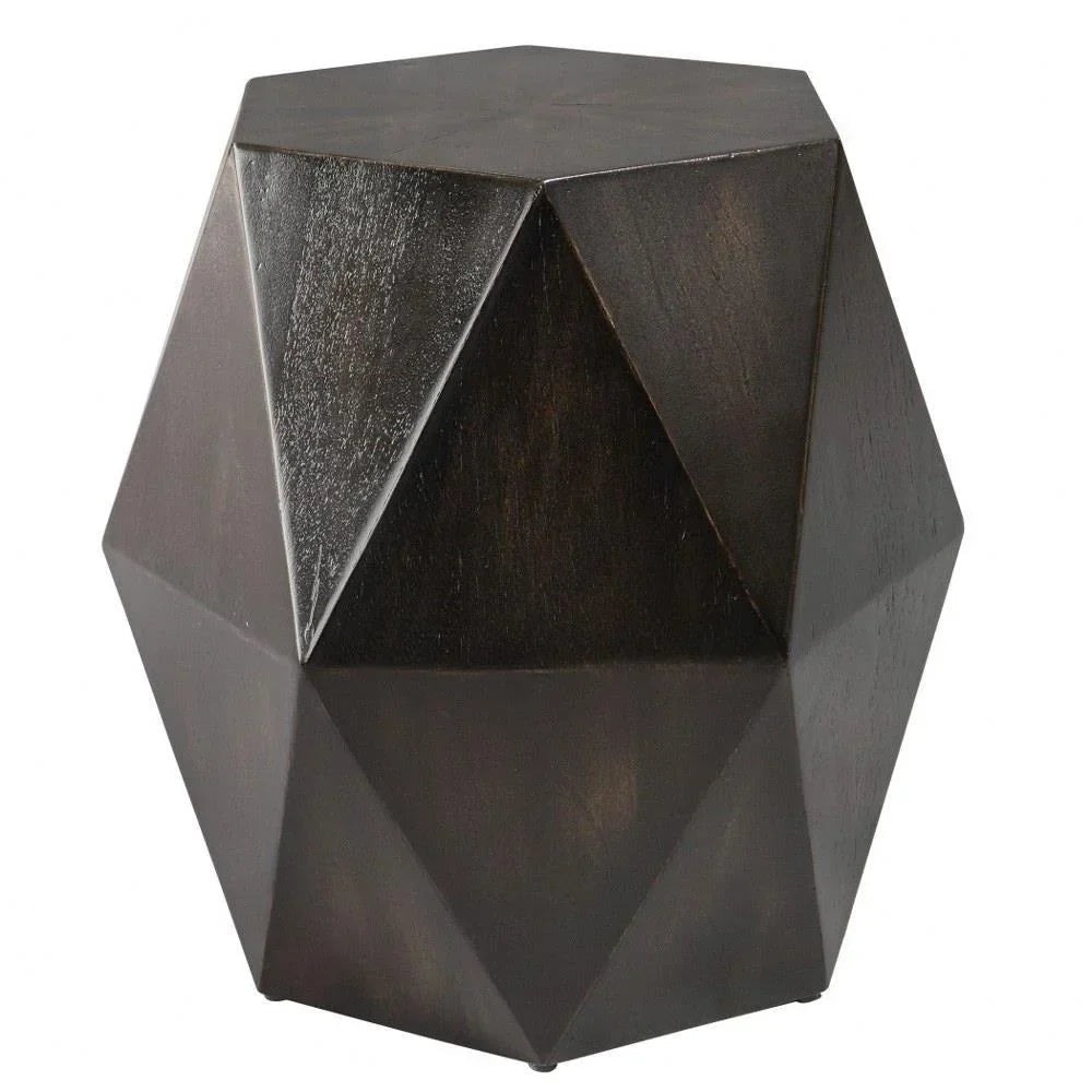 Bailey Street Home Geometric Accent Table, 18 inches Tall x 18 inches Wide, Worn Black/Natural Distress Finish - 208-Bel-4944454