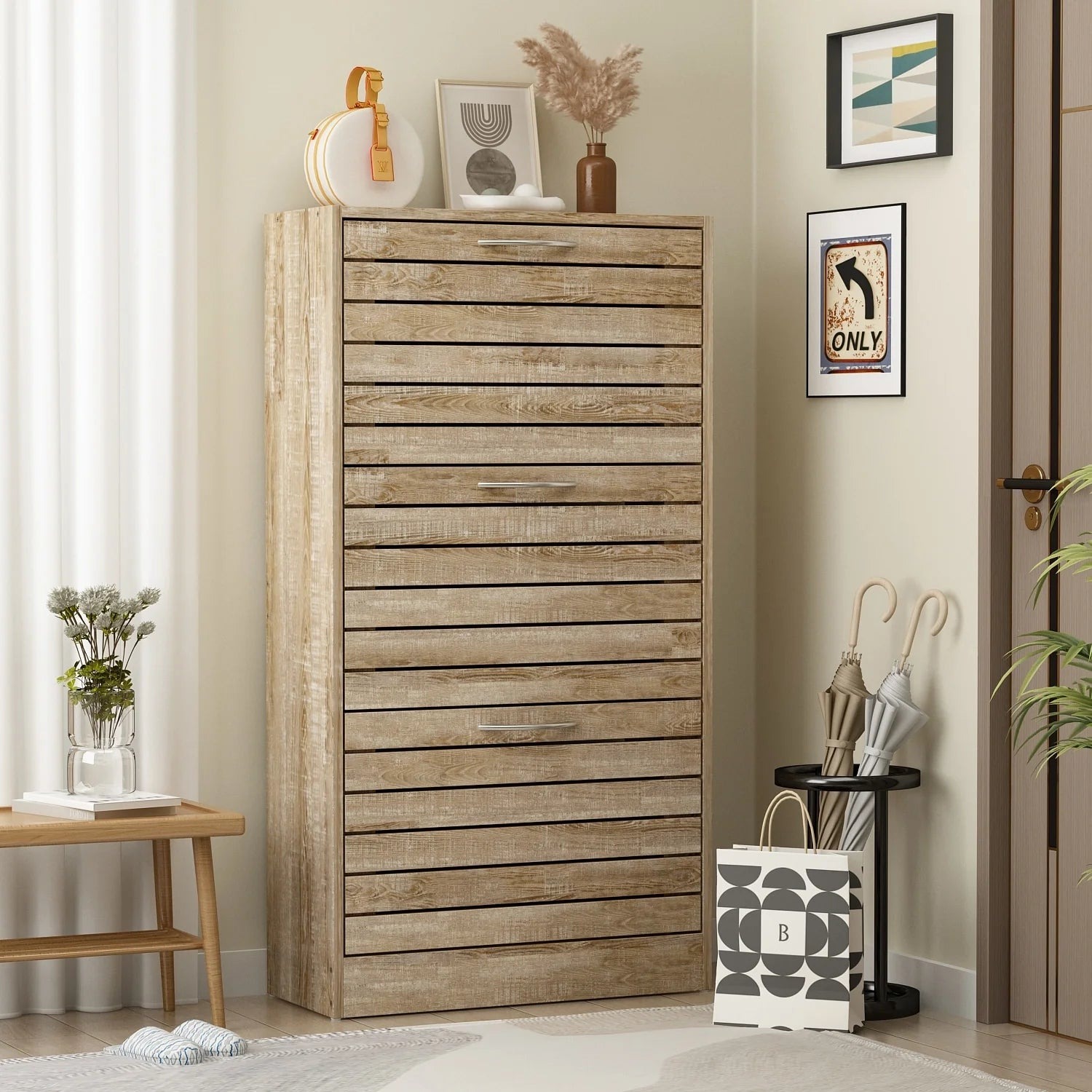 Modern Flip-Down Shoe Storage Cabinet