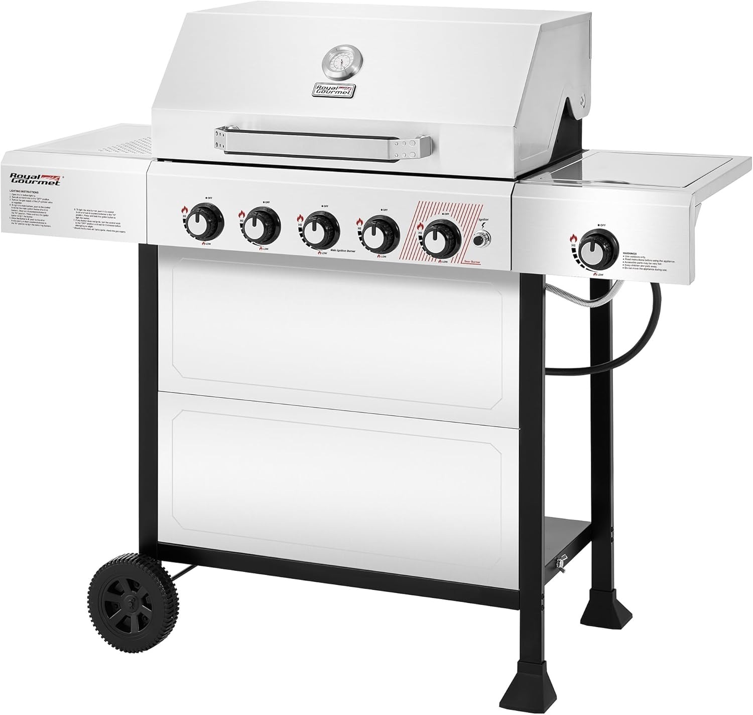 Royal Gourmet 5-Burner Liquid Propane Gas Grill With Side Burner, 602 Sq. In., 61 000 BTU - GA5401T