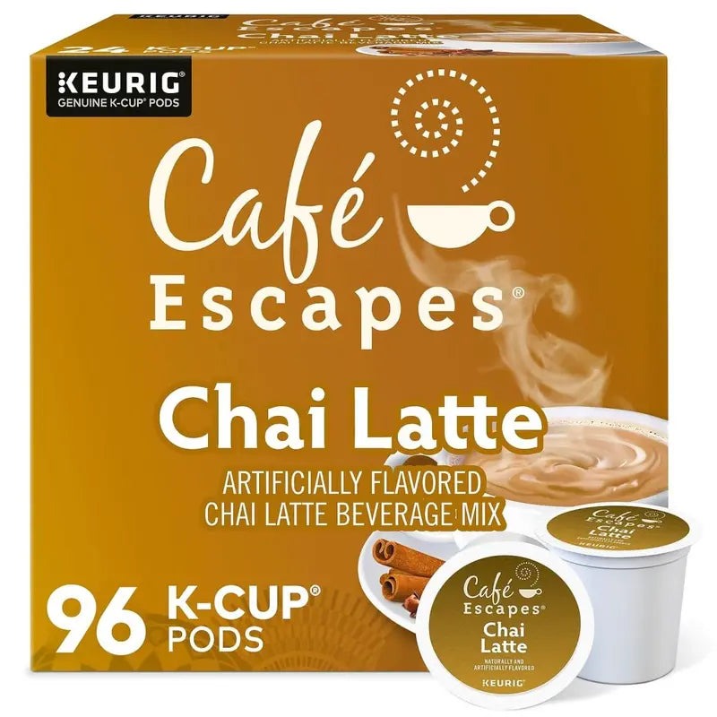 Cafe Escapes Chai Latte K-Cup Pods, 96 Count - Keurig Compatible