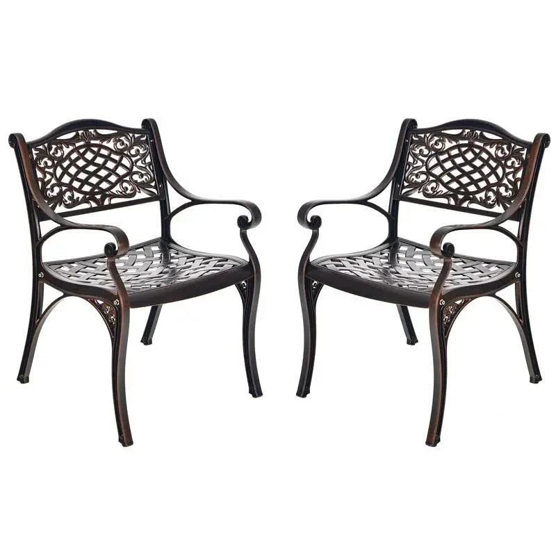 All-Weather Cast Aluminum Outdoor Dining Chairs, Set Of 2 - 23 in x 22 in x 32.5 in