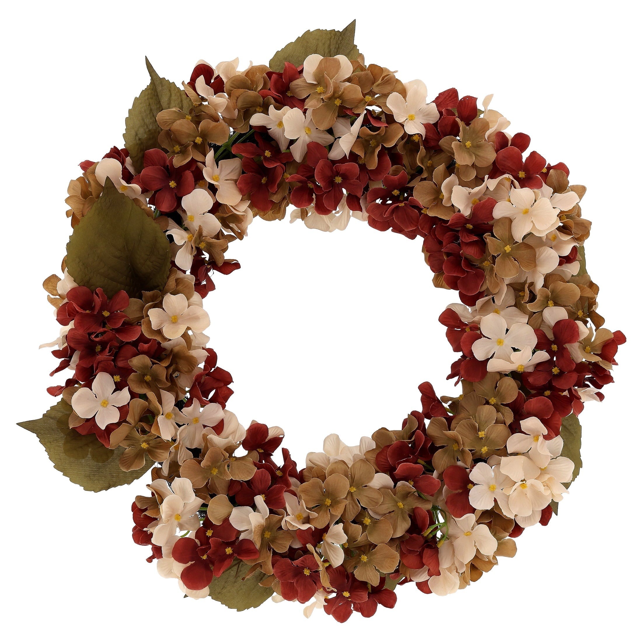 My Texas House Fall Hydrangea Wreath, Cream and Brown, 24"
