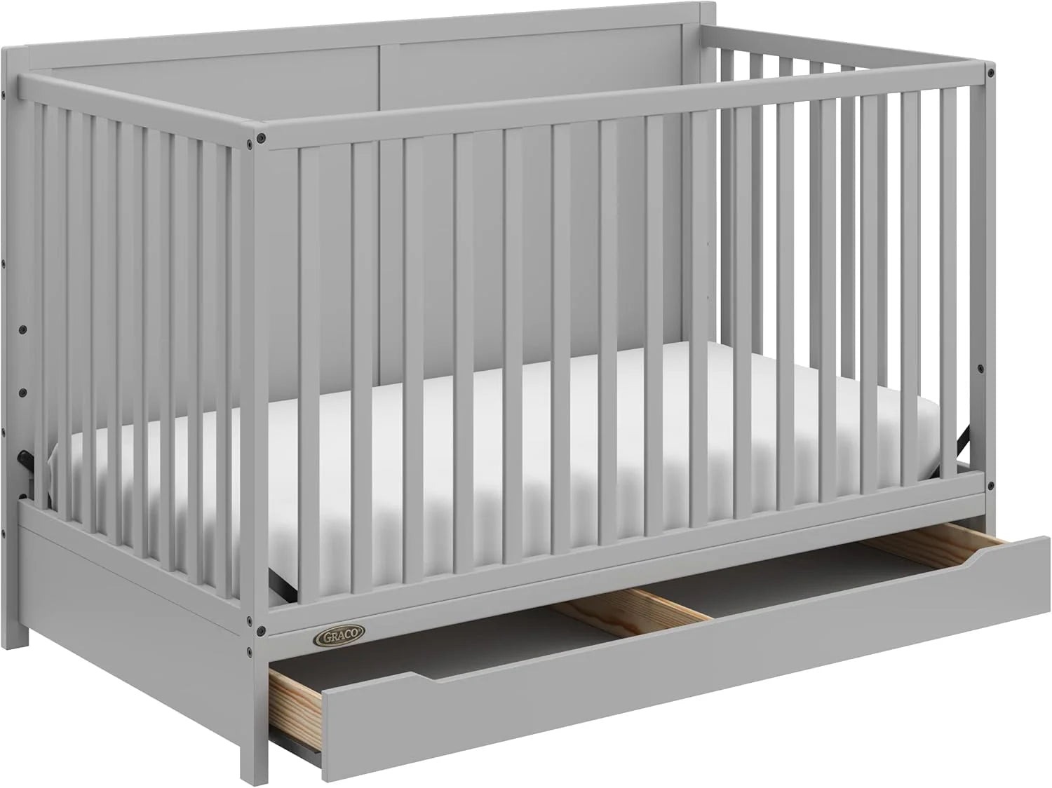 5-in-1 Convertible Baby Crib With Storage Drawer - Black