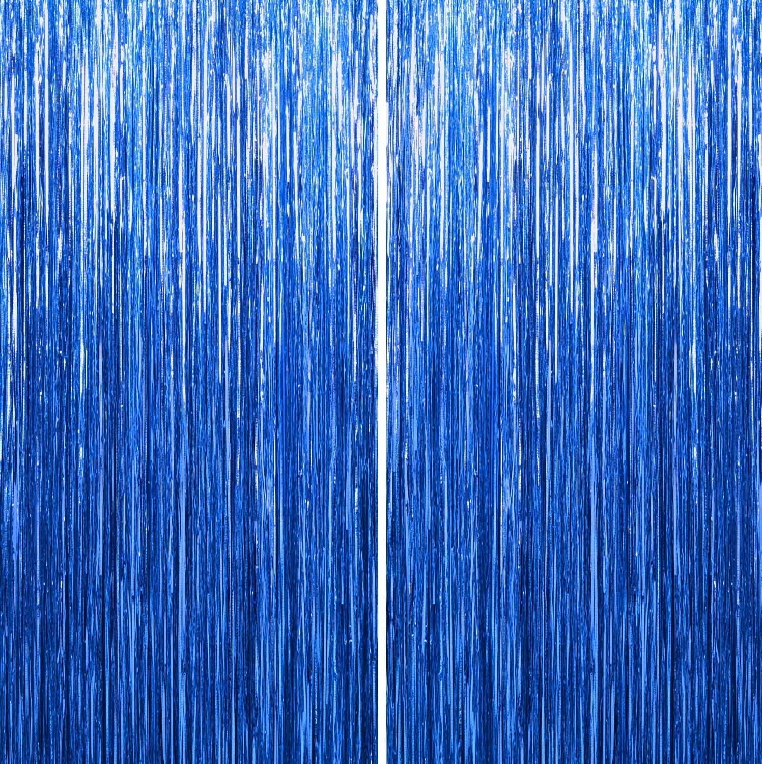 Sm:)e 2-Pack Light Bright Silver Foil Fringe Curtains for Events - Birthday, Wedding, Graduation, Christmas, Baby Shower, various festivals Decor Photo Booth Fun!