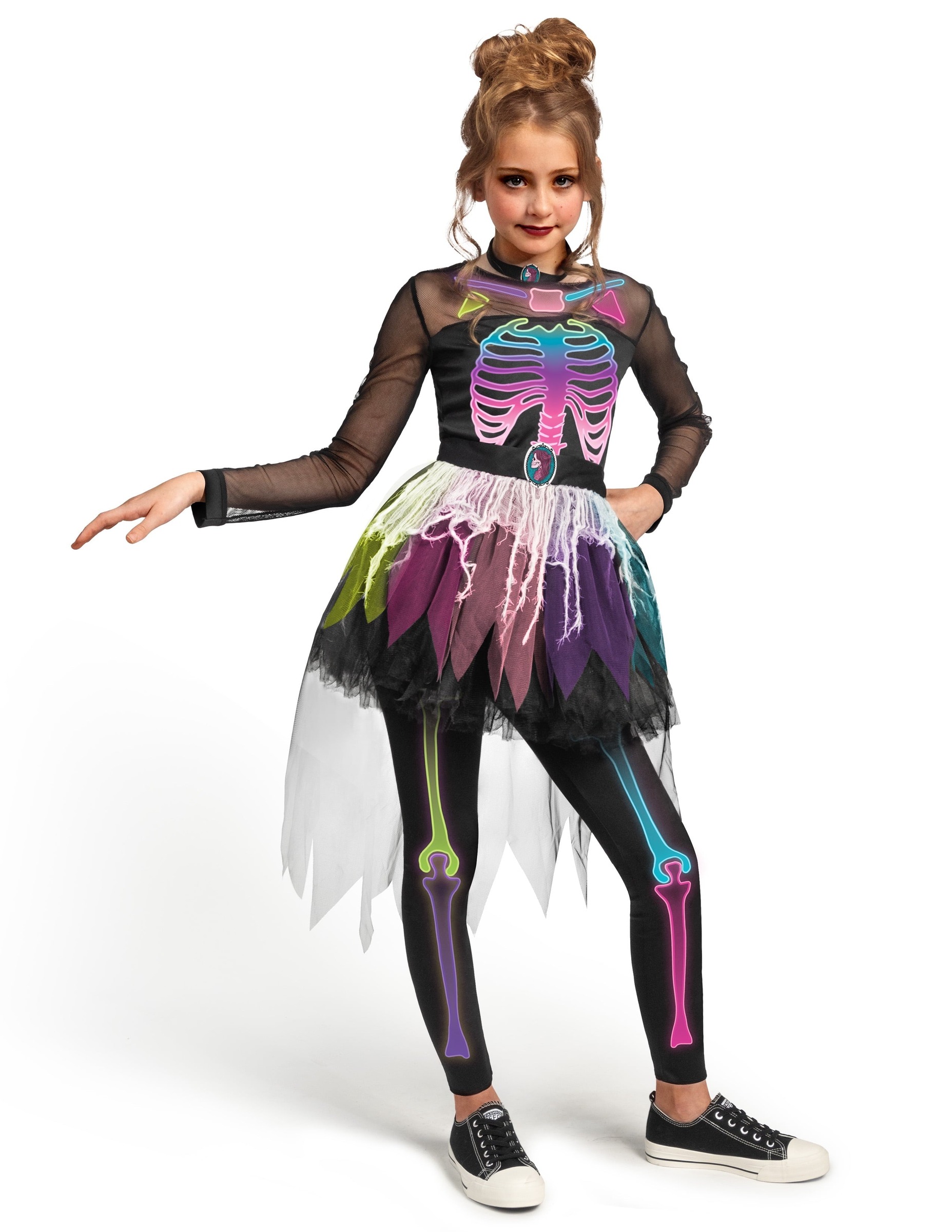 Joyfy Skeleton Tutu Dress for Girls, Skeleton Costume for Kids Halloween Dress Up Party Role Playing Cosplay