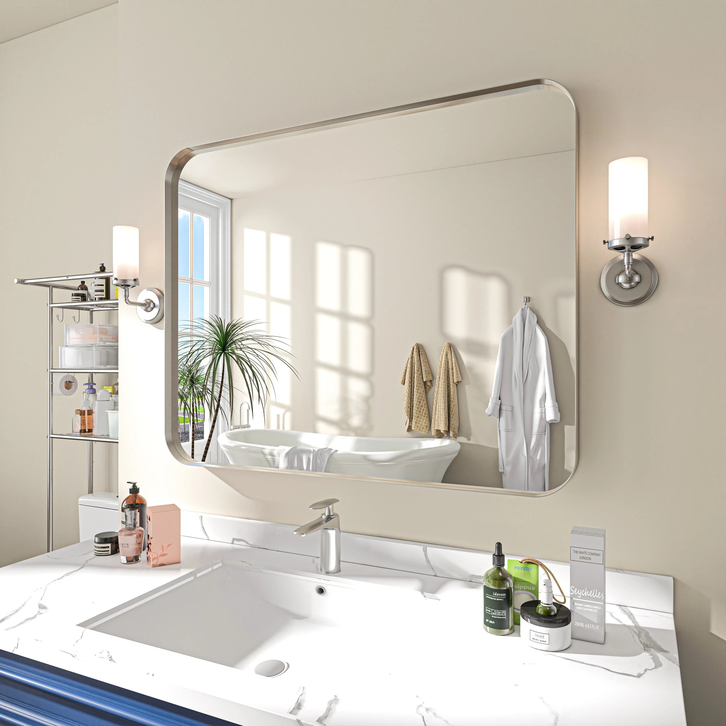Aluminum Alloy Rounded Corner Wall Vanity Mirror