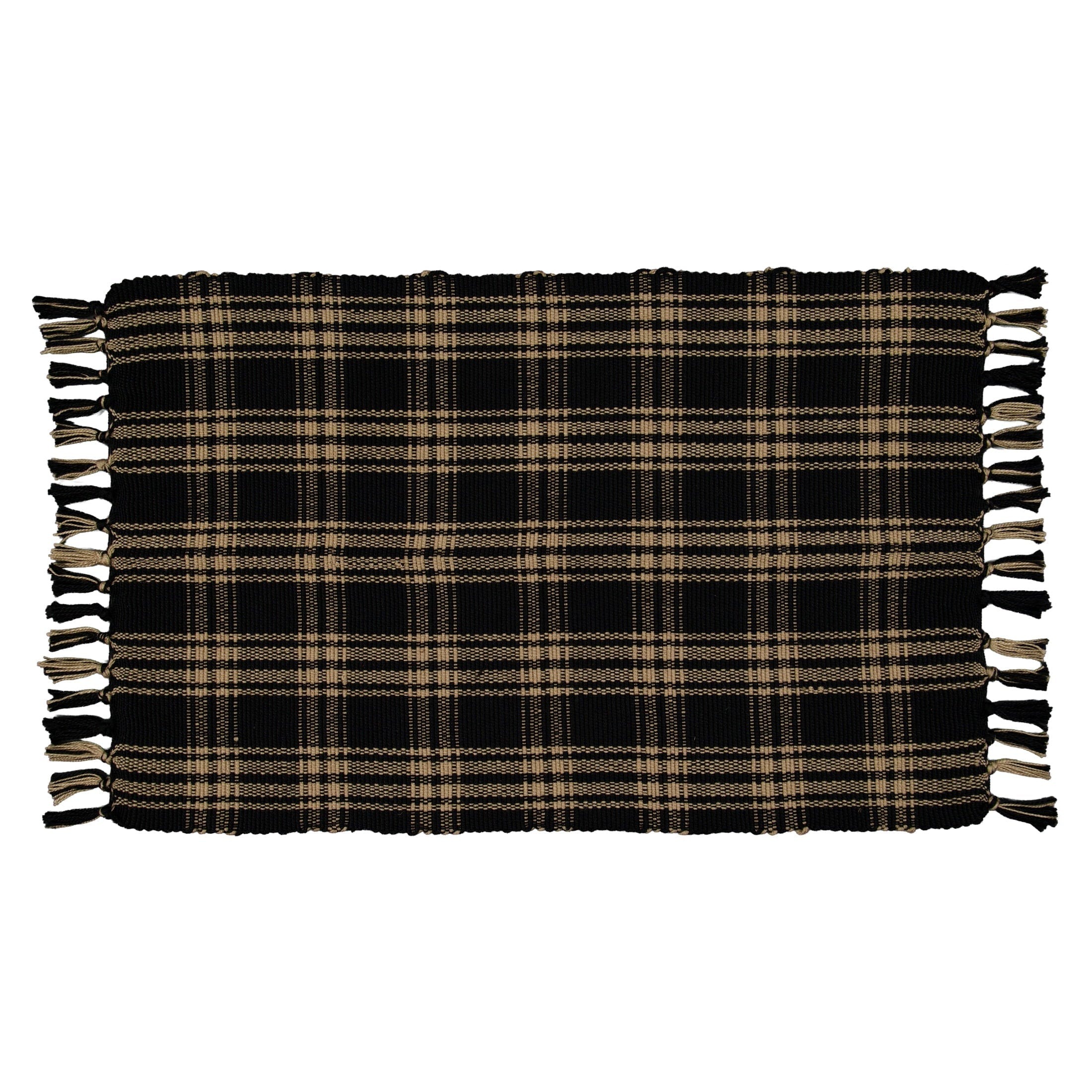 My Texas House Halloween Black Plaid Indoor/Outdoor Layering Rug, 24" x 38"