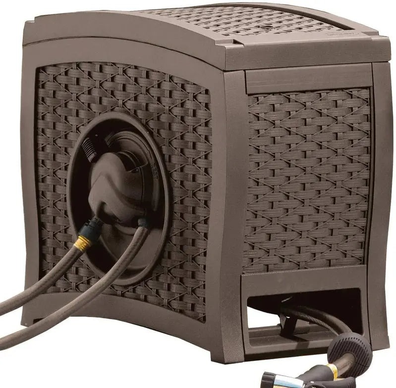 Suncast Aquawinder 125 Water-Powered Wicker Hose Reel - Java