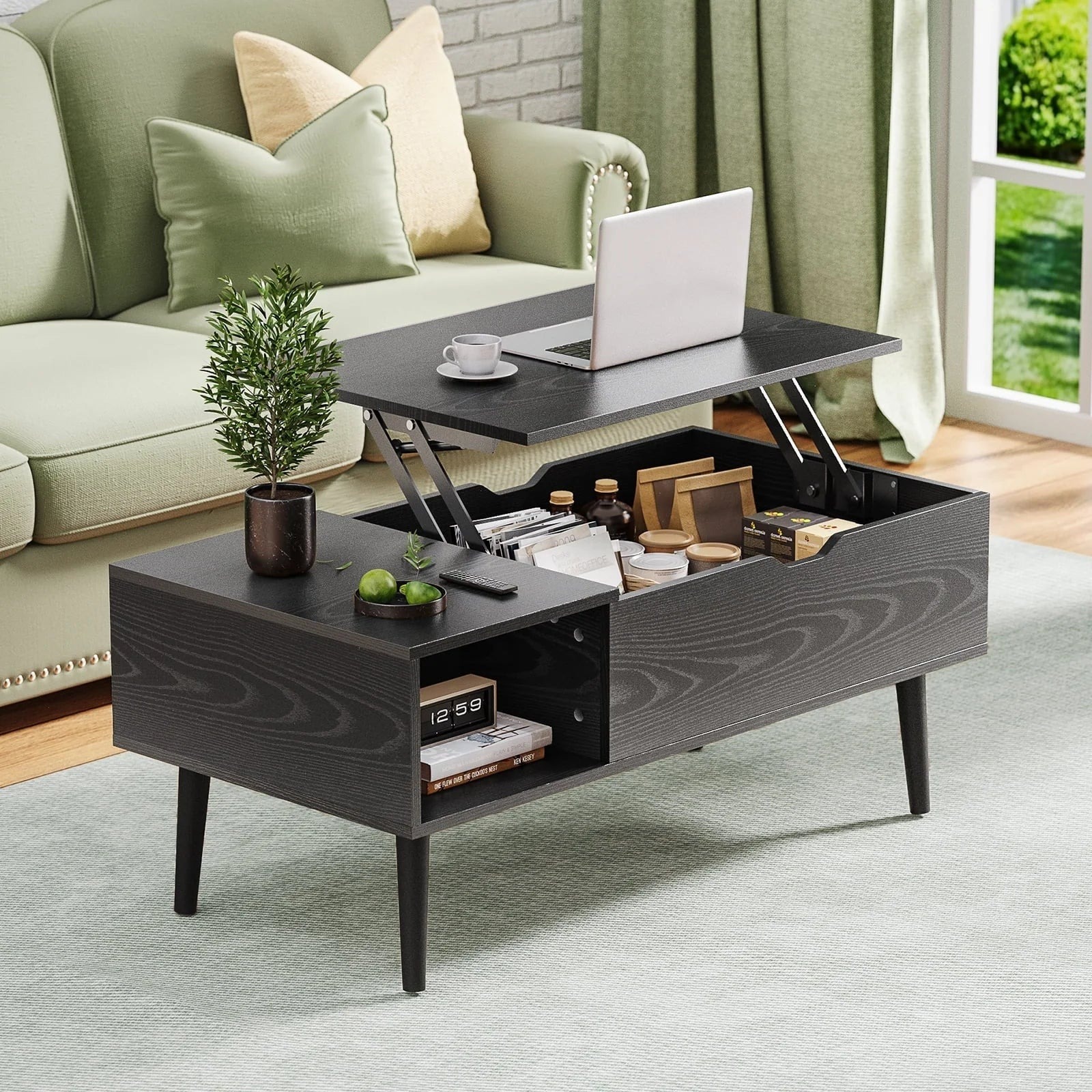 DeeHome Sweetcrispy Lift-Top Coffee Table With Hidden Storage