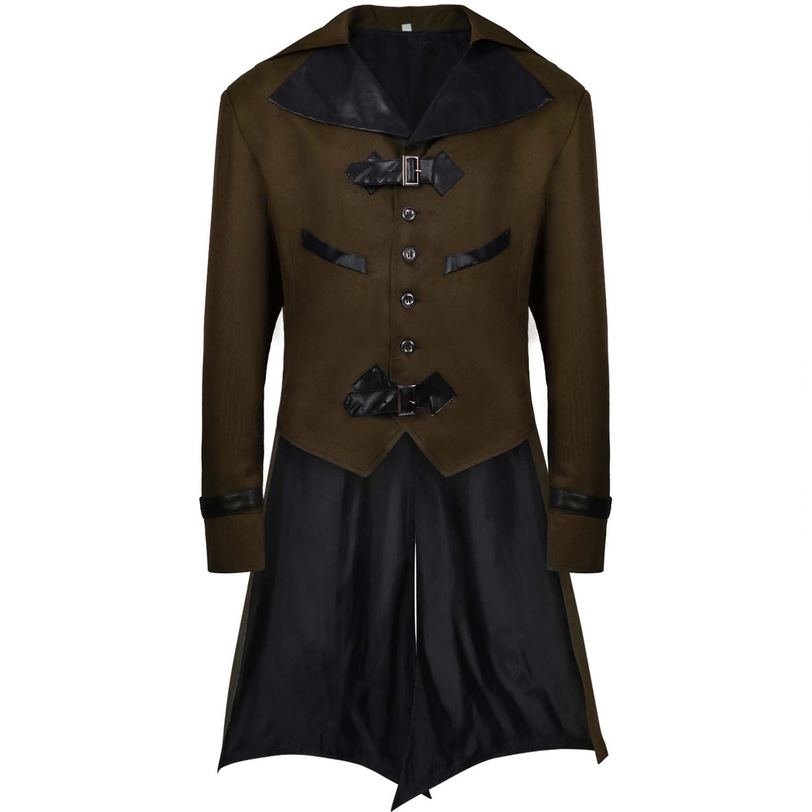 Men LYXSSBYX Mens Jackets Fall Fashion Halloween Men's Costume Men's Mid Length Retro Tuxedo Costume