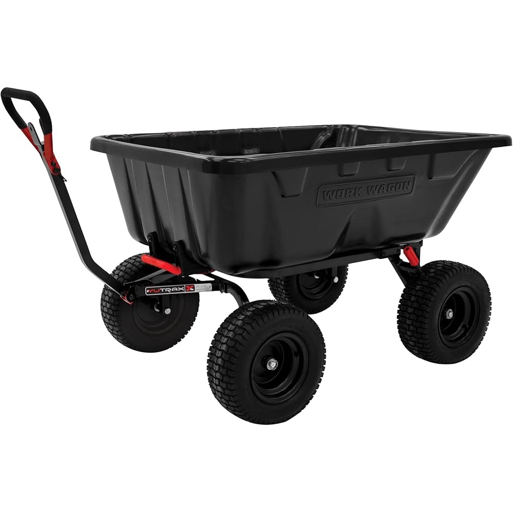 YUTRAX Work Wagon Towable Poly Cart, 16 cu. ft., 1800 Pound Capacity, 16 inch Tires - WW16P
