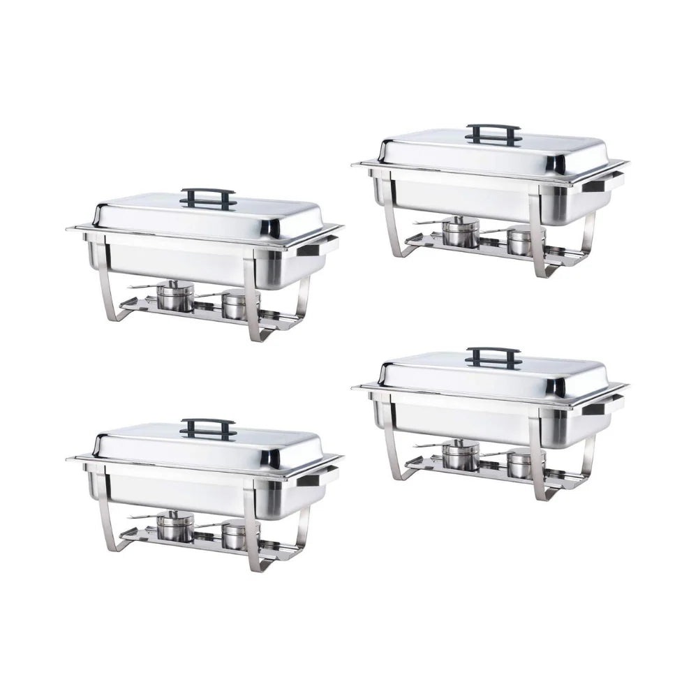 Alpha Living Stainless Steel Chafing Dish Set, 4 Pack, 8 Quart - 24 x 15.5 x 14.38 Inches