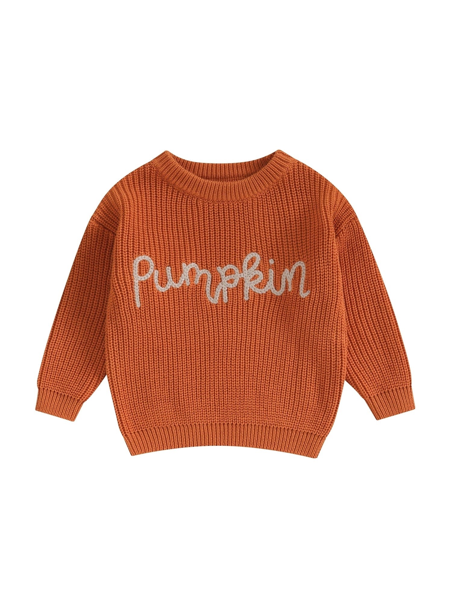 Loicainy Toddler Baby Boy Girl Halloween Knit Sweater 3 6 9 12 18 24 Months 2T 3T Long Sleeve Crewneck Letter Embroidery Pullover Autumn Winter Knitwear