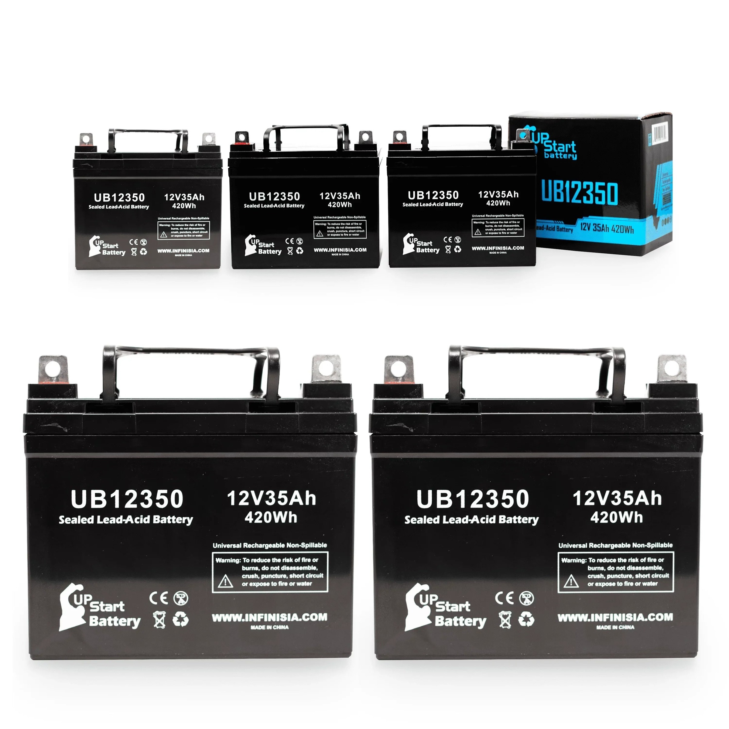 UpStart Battery Sealed Lead Acid Replacement Battery for Imc Heartway Escape H - UB12350, 12V 35Ah 35000mAh L1 Terminal, 5 Pack