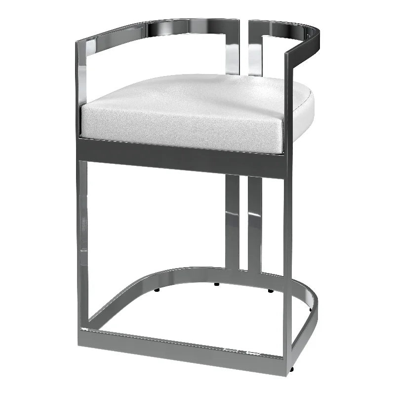 Butler Specialty Company Clarence Faux Leather 23in Dining Stool - Nickel Plated