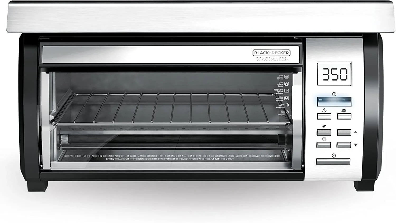 BLACK DECKER SpaceMaker Under Counter Toaster Oven, Digital Controls, Black/Stainless Steel, Fits 9 in Pizza Or 4 Slices