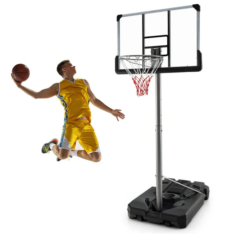 Portable Outdoor Basketball Hoop System, 64-79 inch Adjustable Height, 44 inch Backboard, Black
