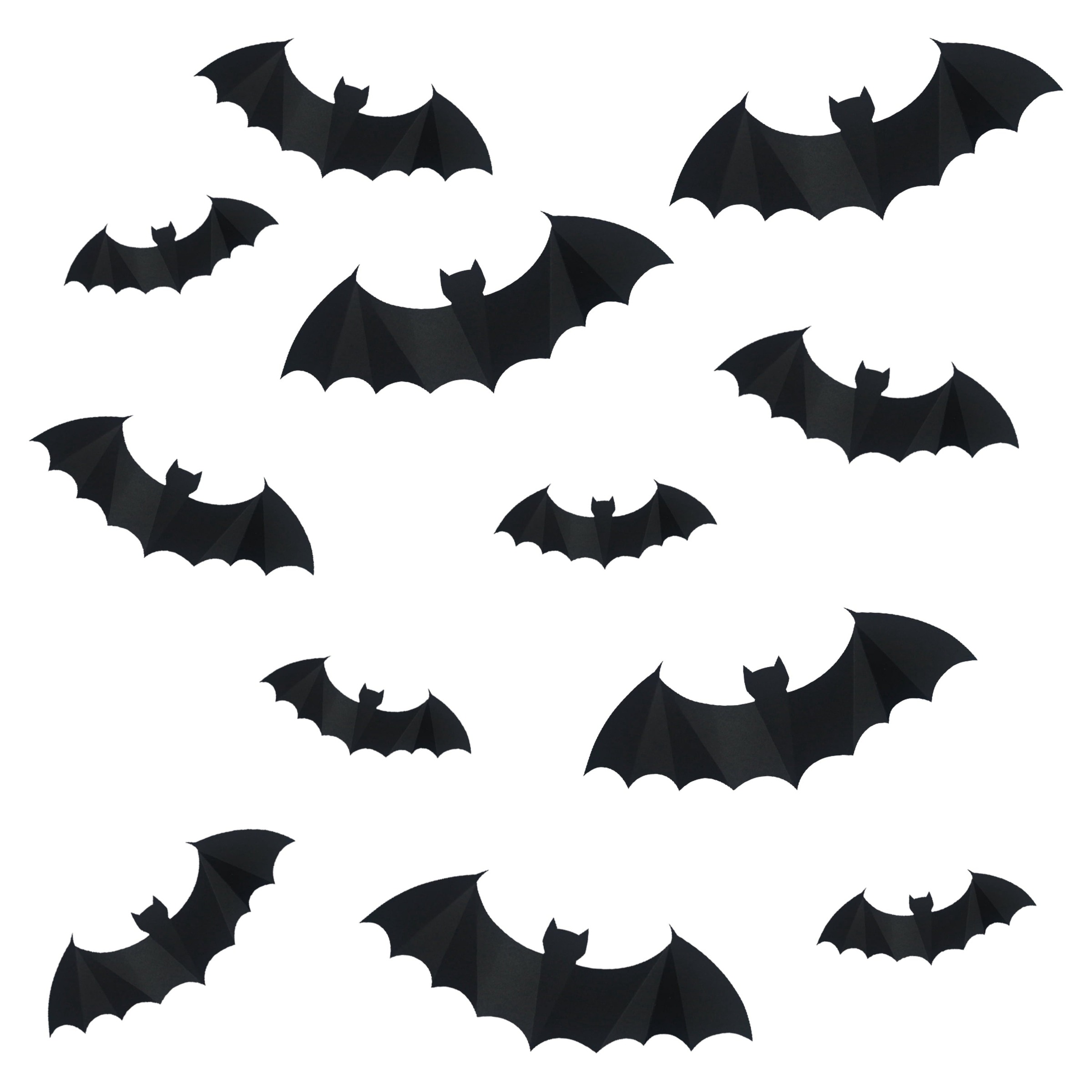 Paper Bat Wall Creatures Decoration, Black, 12 Pieces, Halloween by Way To Celebrate