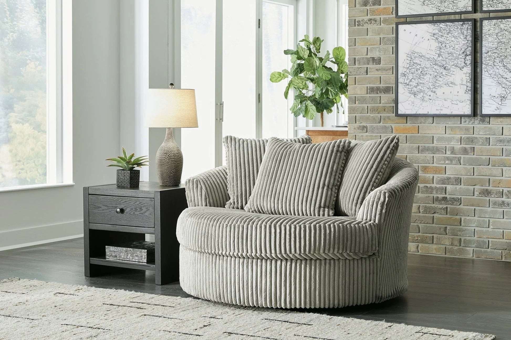 Ashley Furniture Oversized Swivel Accent Chair, 56in W x 35in H x 55in D