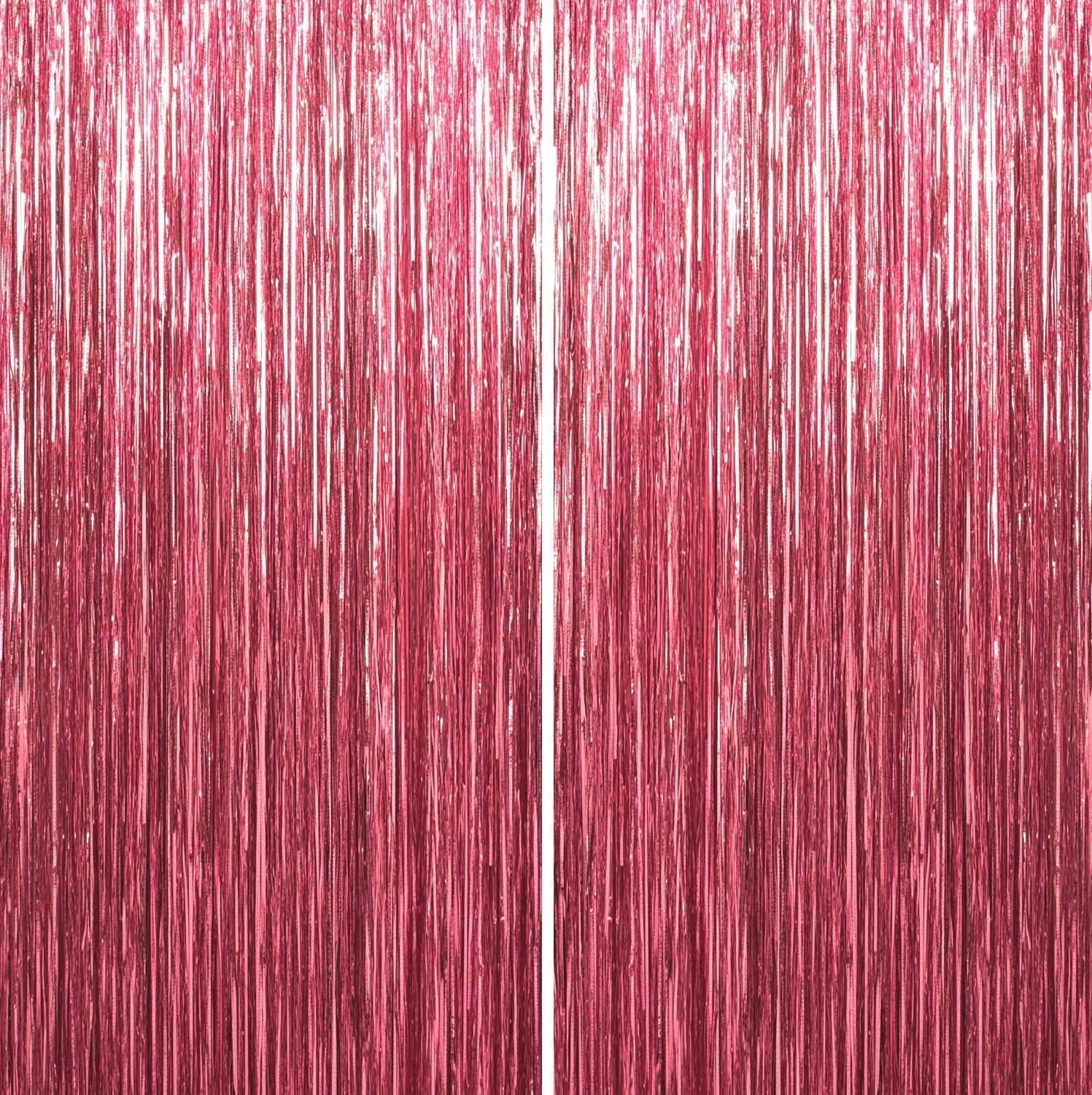 Sm:)e 2-Pack Light Bright Silver Foil Fringe Curtains for Events - Birthday, Wedding, Graduation, Christmas, Baby Shower, various festivals Decor Photo Booth Fun!
