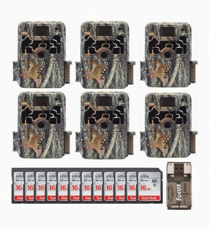 Browning Dark Ops Extreme Trail Camera Bundle, 16MP, HD Video, Camouflage, 6-Pack With 16GB SD Cards