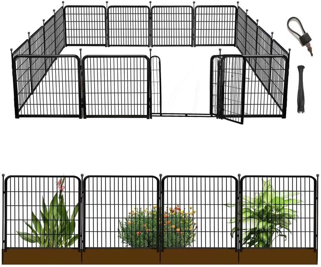 Getlay Garden Fence With Gate, 48 in H x 27 in L, 12 Panels, 26.6 Ft L
