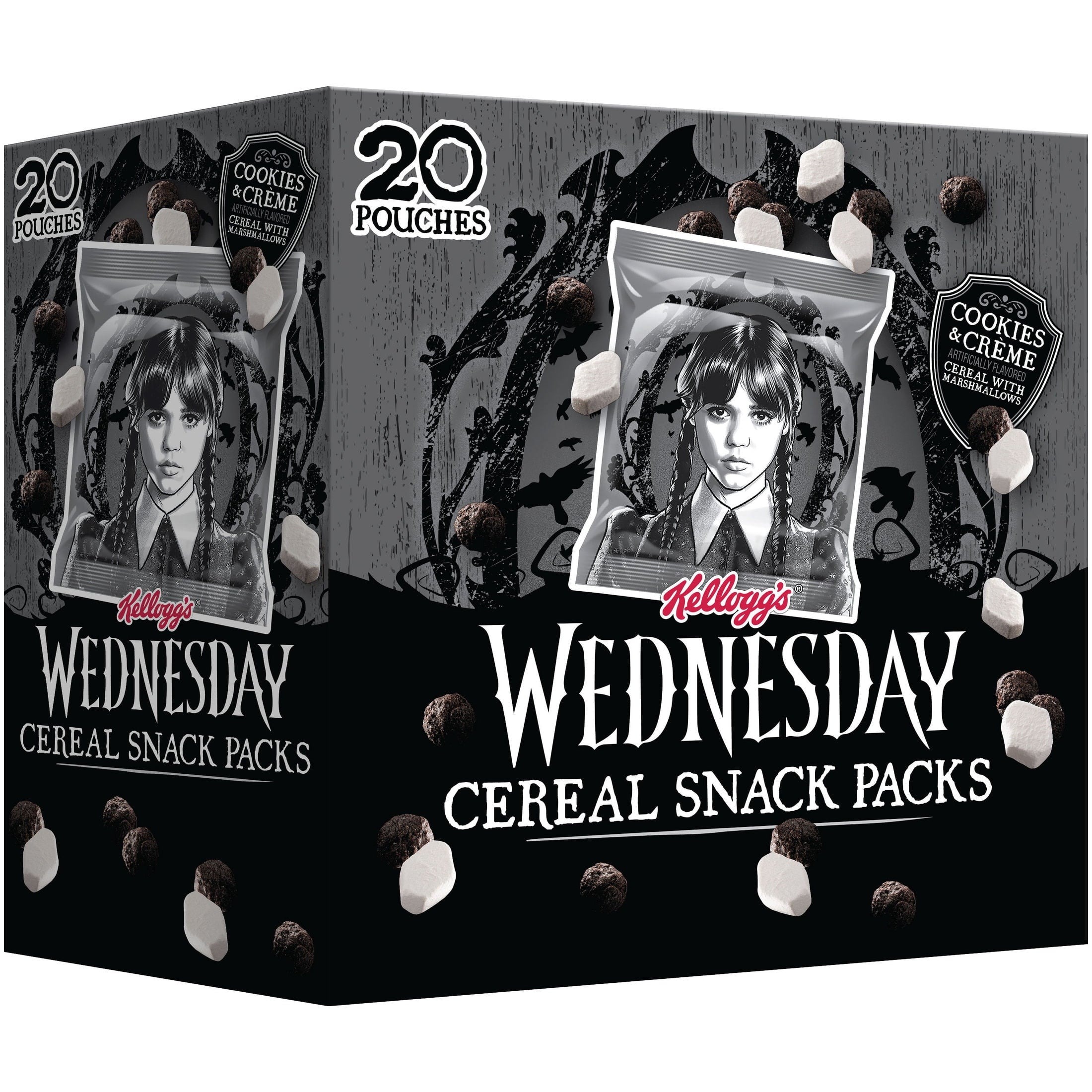 Kellogg's Cookies and Crème with Marshmallows Cereal Pouches, Whole Grain, 9 oz, 20 Count