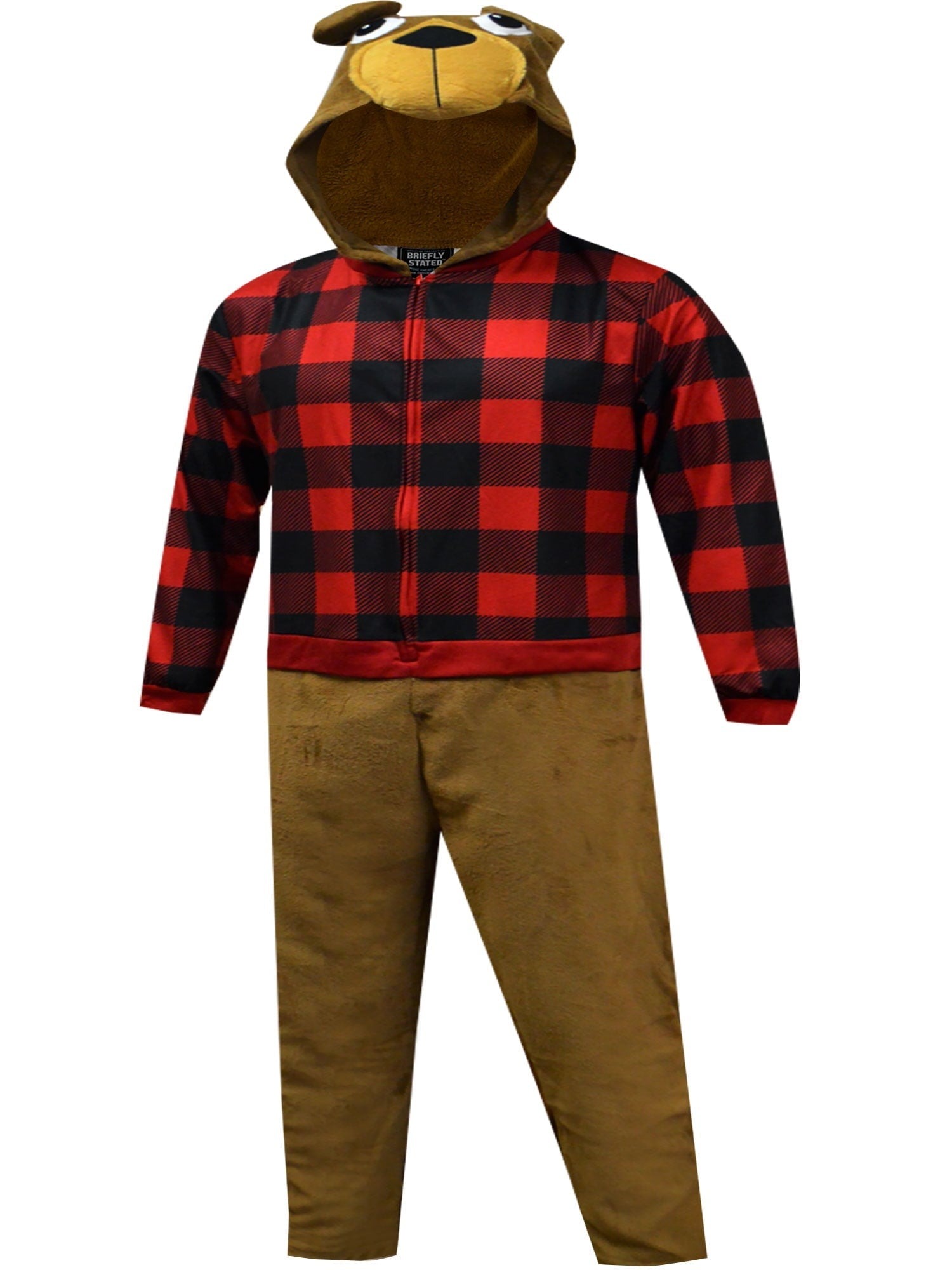 Briefly Stated Mens Buffalo Bear Adult Hooded One Piece Pajama (X-Small)