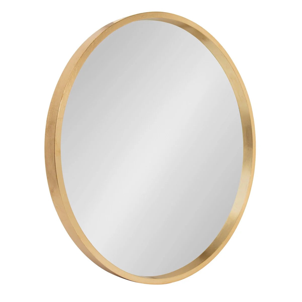 Round Wood Accent Wall Mirror With Modern Decorative Wooden Frame