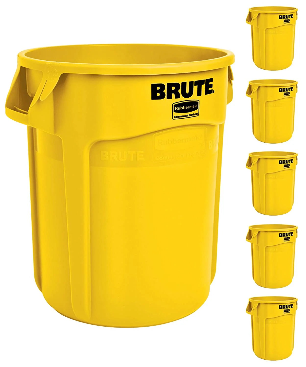 Yellow Heavy-Duty Trash Can - Pack Of 6