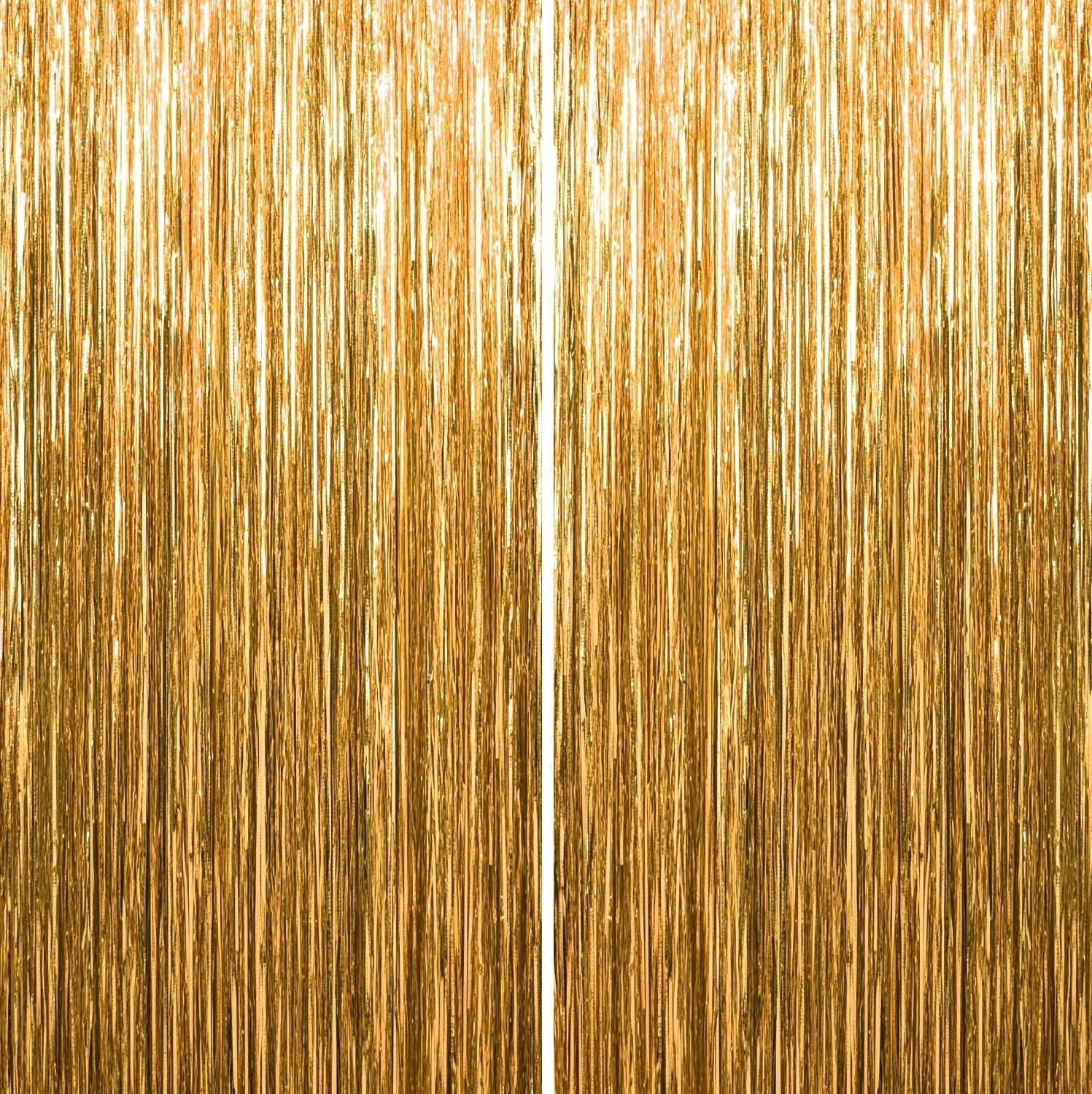 Sm:)e 2-Pack Light Bright Silver Foil Fringe Curtains for Events - Birthday, Wedding, Graduation, Christmas, Baby Shower, various festivals Decor Photo Booth Fun!
