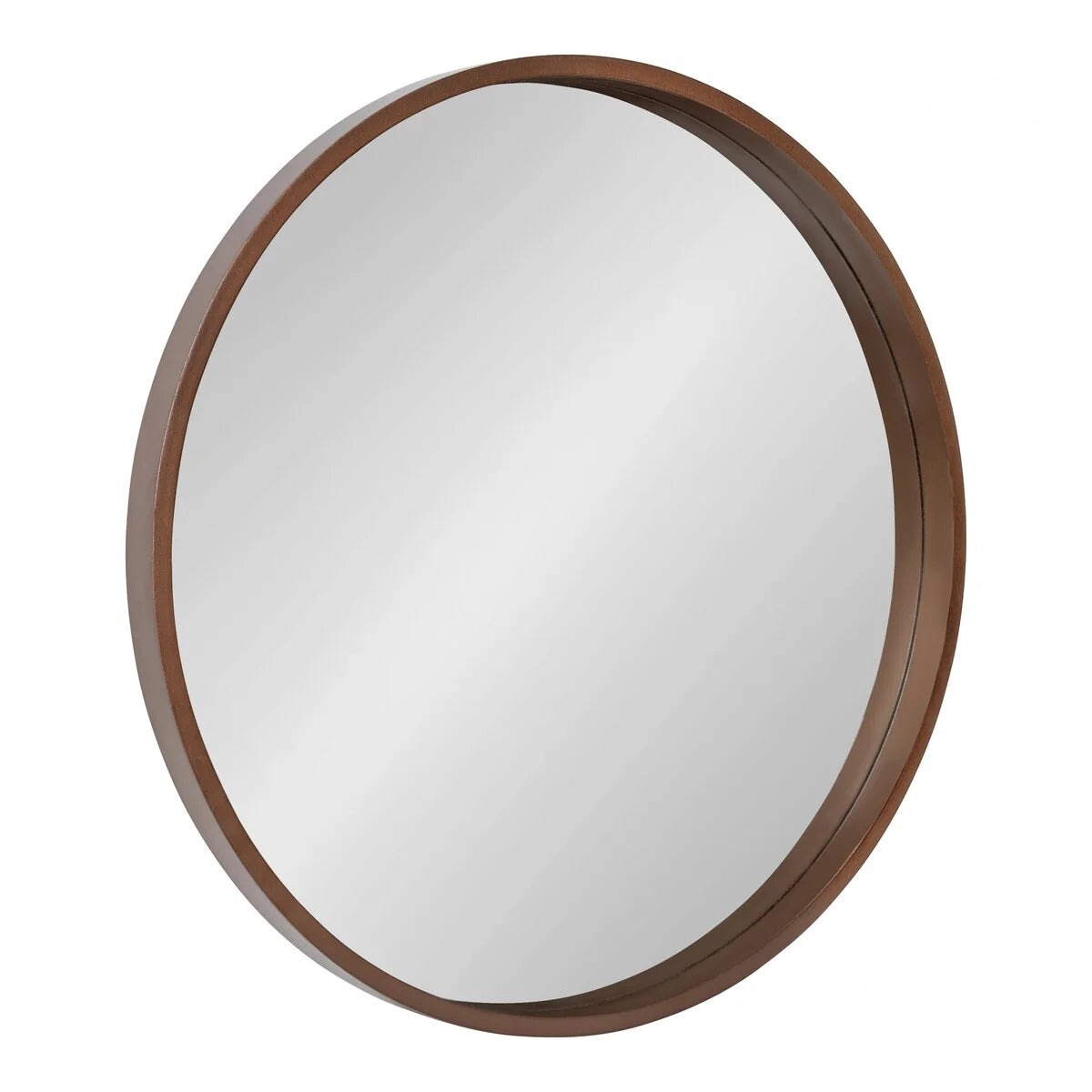 Round Wood Accent Wall Mirror With Modern Decorative Wooden Frame