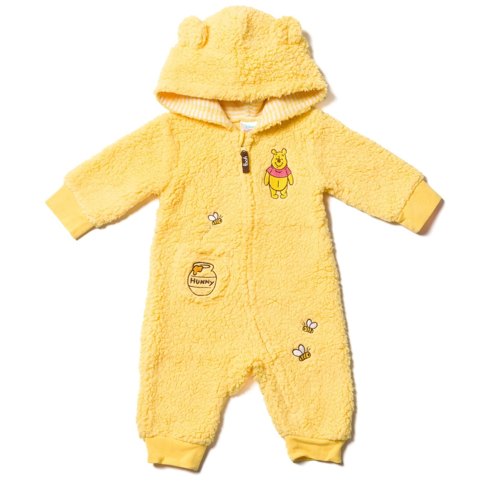 Disney Winnie the Pooh Baby Boy or Girl Cosplay Fleece Hooded Jumpsuit Yellow