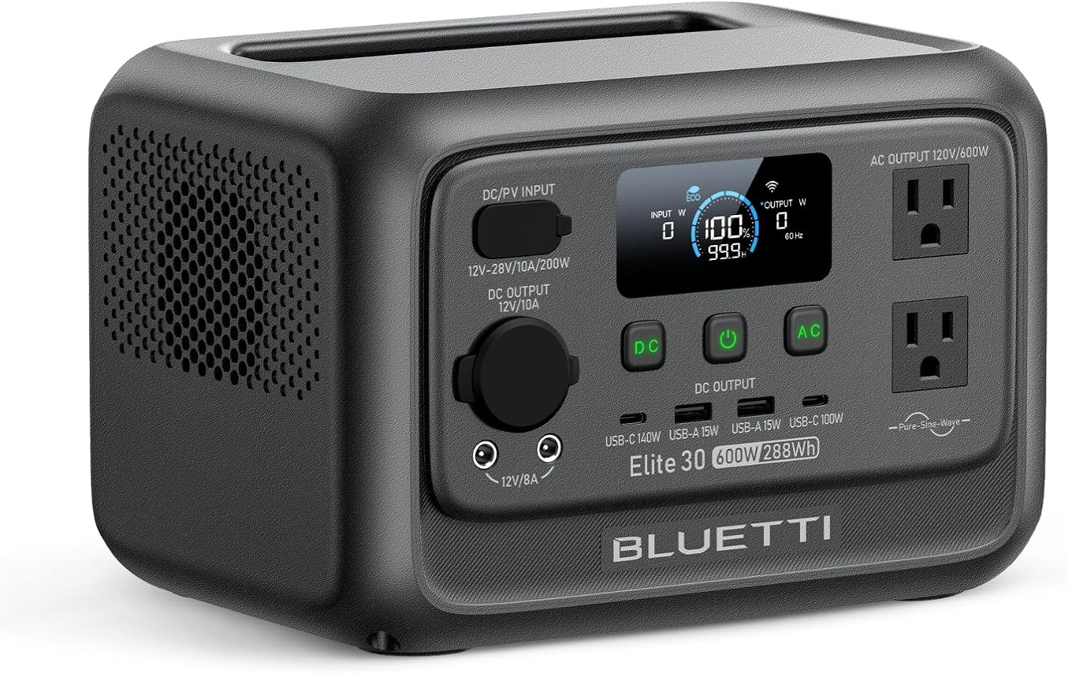 BLUETTI Elite 30 V2 Portable Power Station 600W 288Wh LiFePO4 Battery - Elite 30 V2