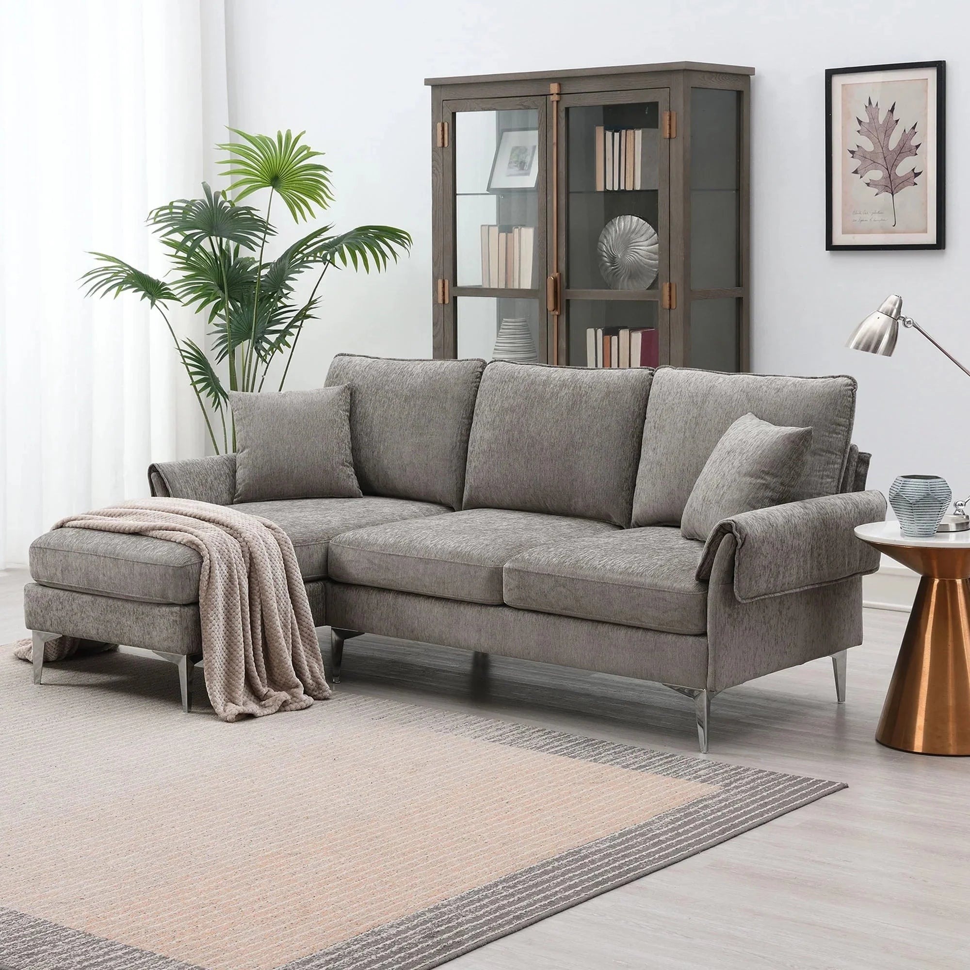 Churanty Convertible L-Shaped Sectional Sofa With Reversible Chaise Lounge, 84 Inch