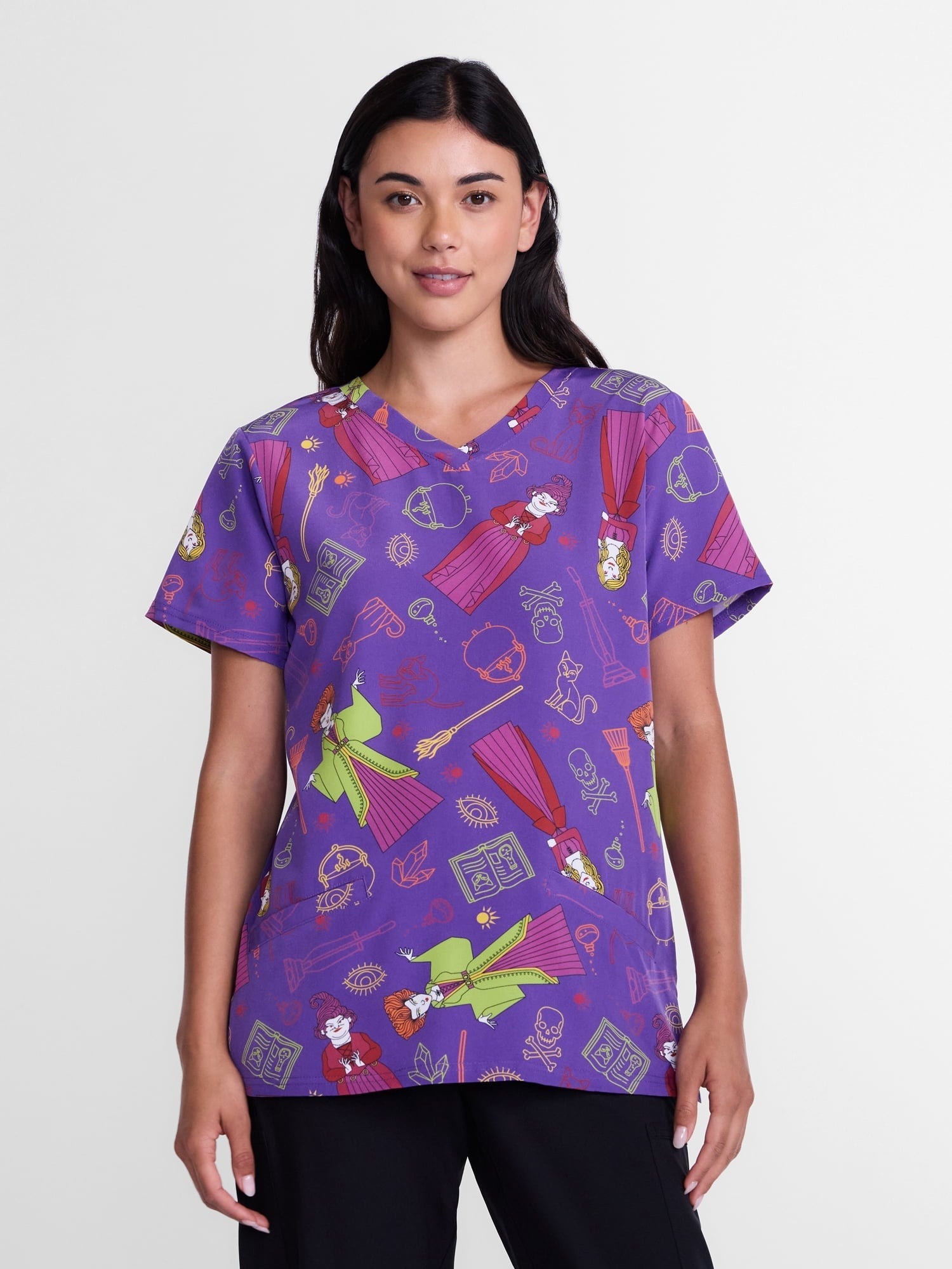 Care Bears Women's Halloween Scrub Top with Short Sleeves, Sizes S-XXXL