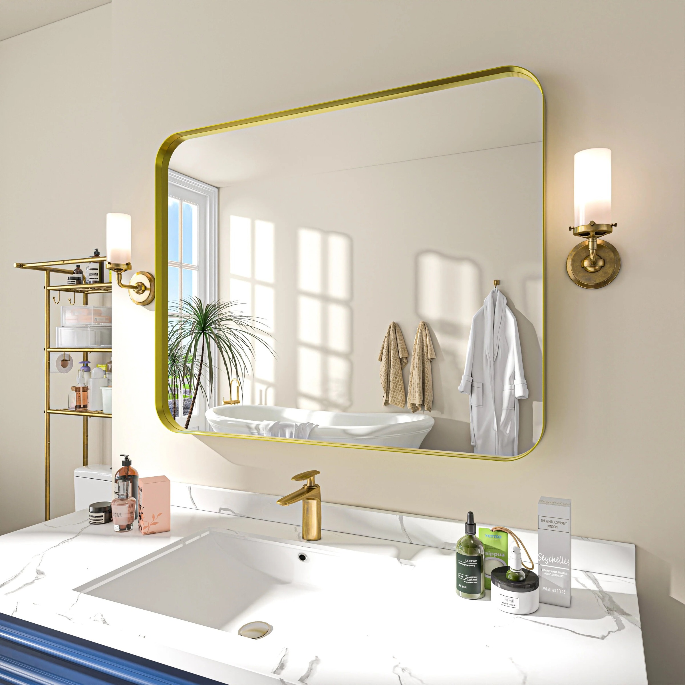 Aluminum Alloy Rounded Corner Wall Vanity Mirror