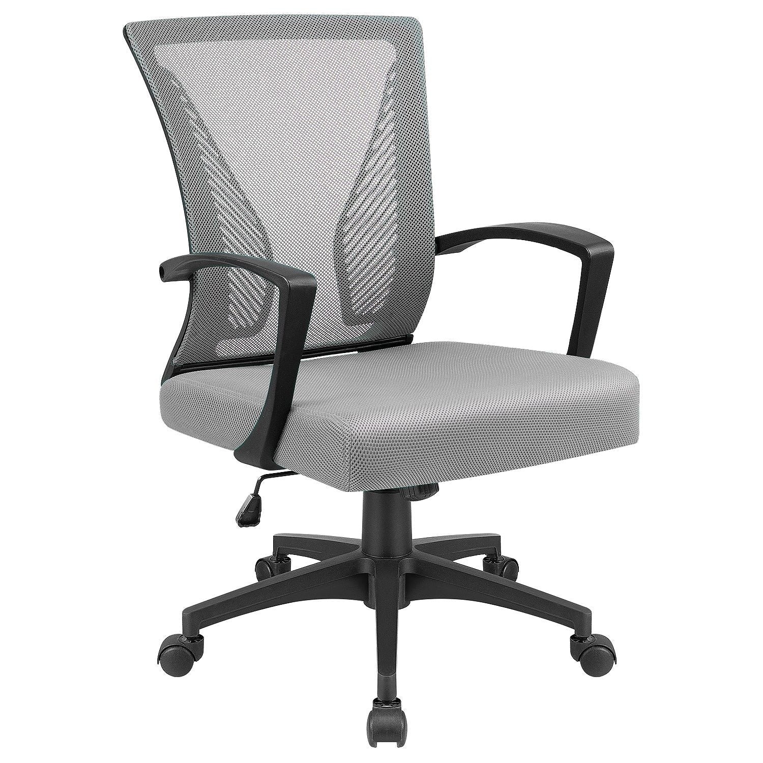 Ergonomic Mesh Mid-Back Office Chair With Adjustable Lumbar Support, 300 lbs Capacity