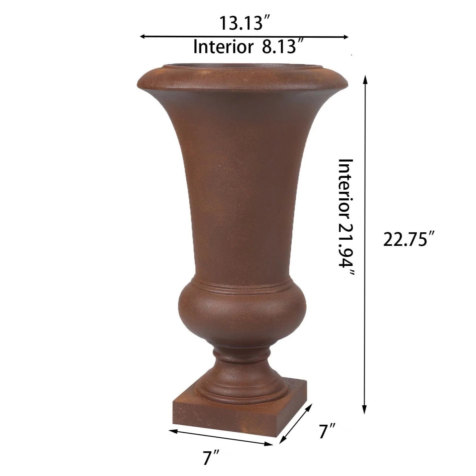 Handmade Fiber Stone Urn Planter Pot, 22.75 in Tall x 13.13 in Diameter