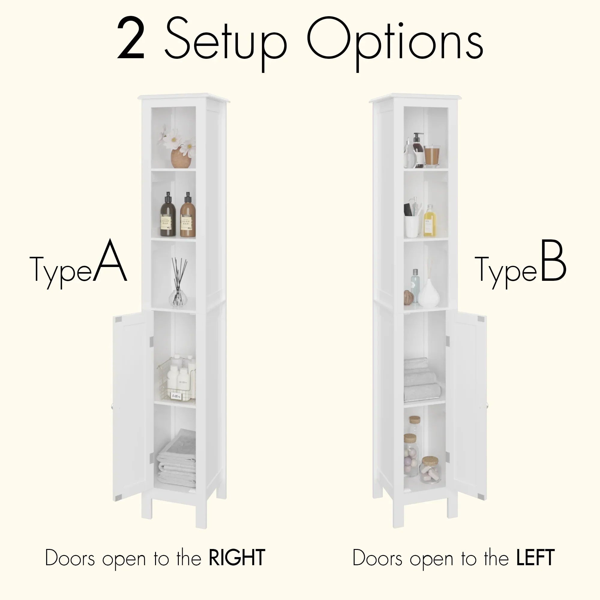 Bathroom Storage Cabinet With Adjustable Shelves, Anti-Tip Design, Open Compartments, 66.92 Tall - White