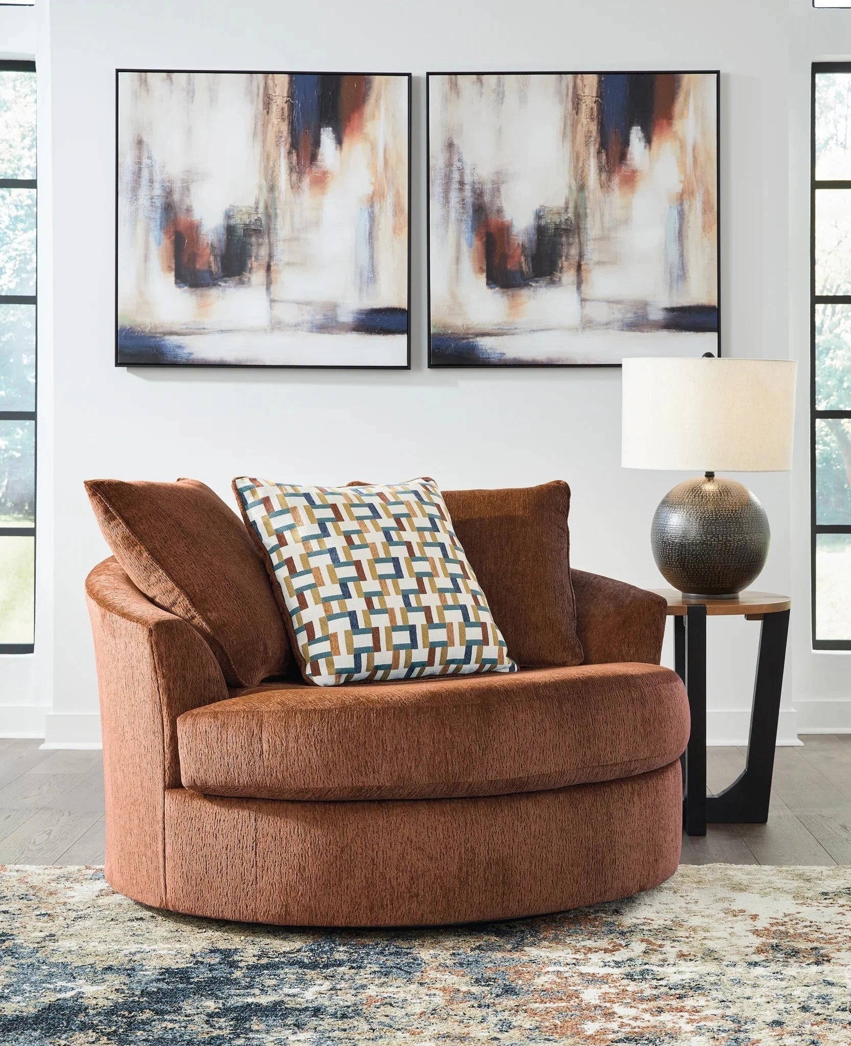 Ashley Furniture Oversized Swivel Accent Chair, 56in W x 35in H x 55in D